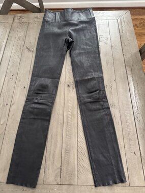 SPRWMN stretch leather ankle leggings pants black size XS